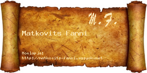 Matkovits Fanni névjegykártya
