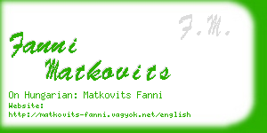 fanni matkovits business card